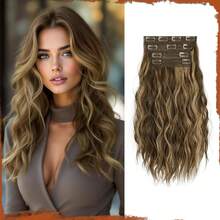 Extensiones de Cabello Sofeiyan con Clip, 4 Piezas de 40 para Mujer, Extensiones de Cabello Sintético Rizado y Grueso para Clip-in, Postizo Natural Suave con Clip – Rubio Miel con Marrón Claro - Rubio miel con castaño claro - Ver 9