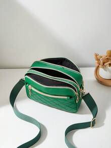 Fashionable Quilted Crossbody Bag, Multi-Layer Shoulder Bag For Women - Green - View 6