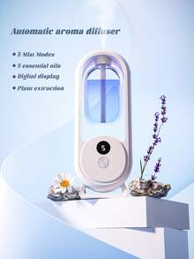 Home Premium Aroma Diffuser, Wall-Mounted USB Automatic Fragrance Diffuser, Hotel Bedroom Quiet Aroma Diffuser, Toilet Deodorizer Aroma Diffuser, Electric Air Purifier, Rechargeable, With Color Atmosphere Light - White - View 6