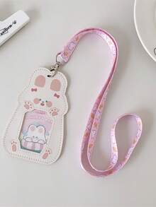 1个猫形镂空透明卡套，女孩挂脖式，公交卡套，身份证套，学生校园卡套 - 彩色 - 查看 12