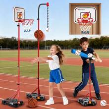 Canasta de baloncesto y juego de béisbol ajustables para niños (125-181 cm), cuatro modos de juego, base estabilizadora que se puede llenar con agua, apto para actividades de baloncesto para niños de 2 a 12 años. - Negro - Ver 2