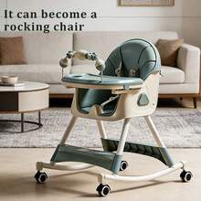 Multifunctional Baby High Chair, Can Be Used As A Rocking Chair, Foldable Toddler High Chair, Height Adjustable, Easy To Clean, Baby Feeding Chair - Green - View 11