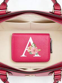 1 pieza Tarjetero con cremallera y flor de rosa, Cartera con cremallera de gran capacidad y múltiples compartimentos para tarjetas, Bolsa portátil para almacenar tarjetas de crédito y monedas, Cartera con cremallera de moda, Billetera corta de negocios casuales con ranuras para tarjetas, Billetera corta unisex, Mejor regalo para el Día de San Valentín, Ramadán, Pascua y Año Nuevo - Multicolor - Ver 9