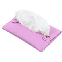 Travel Tissue Holder, Soft PU Leather Purse Tissue Holder With Compact Size (5.12x3.35), Reusable Pouch Paper Towels Storage (Purple) - 紫色 - 查看 1