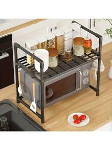 Heavy Duty Adjustable Extendable Microwave Oven Rack - Sturdy Countertop Shelf With Upper And Lower Tiers, Space-Saving Microwave Oven Top Rack And Small Appliance Storage - Easy Assembly, Kitchen Organizer Rack (Rack Only) - Multicolor - View 5