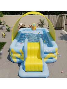 Large Inflatable Swimming Pool, Thick Home Outdoor Pool, Family Slide Water Pool, Suitable For Family Gatherings And Outdoor Patios - PVC Material Swimming Pool - C - View 3