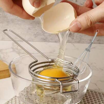 1 cái dụng cụ tách lòng đỏ trứng và đánh trứng bằng thép không gỉ chất lượng cao - 2 dụng cụ đơn giản, tách lòng trắng và lòng đỏ trứng, chức năng lọc trứng hoàn hảo - Dụng cụ nhà bếp dễ sử dụng