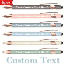 6pcs Customizable Multi-Color Metal Ball Pens - Retractable, Lightweight And Durable, Medium Tip - Blue, Pink, Gray, Green, Beige, Black Options - Suitable For Business, Office Supplies, School, Back To School And Graduation Gifts, Personalized Pens - Bộ - Xem 10