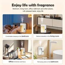 CAFELE Automatic Fragrance Machine, Wall Mount Standing Auto Air Freshener, Portable Aroma Diffuser, For Home, Hotel Lobby, Meeting Room, Multipurpose Hall, SPA Gym Club, Home Fragrance, Office Scenting, Modern Diffuser, Sleek Design, USB Powered(White) - Aromatherapy Diffuser + 5 Bottles (Hill's+Only True Me + Shangri-la +Gardenia + Encounter) - View 5