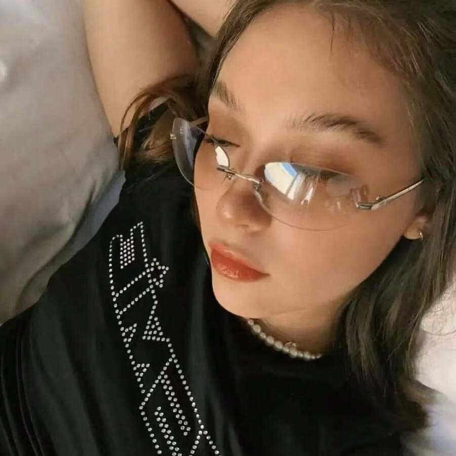 Y2K Frameless Metal Oval Mercury Retro American Style Millennium Hot Girl Glasses For Women - 銀框漸進白銀 - 查看 1