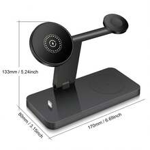 Cargador inalámbrico magnético plegable 4 en 1 de 15W, compatible con iPhone 17/16/15/14/13/12/Pro/Max/Plus, 10 9 8 SE 7 6 5 4 3 2, Apple Pro /3/4, carga rápida - Negro - Ver 6