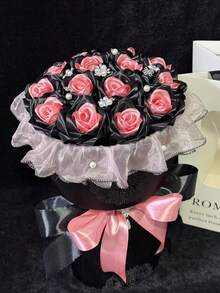1 Roll Deep Pink Polyester Satin Ribbon, Suitable For Gift Box Packaging, Candy Box, Cake Box, Flower Decoration, Rose DIY, Clothing Accessories (Slight Color Difference Due To Machine Dyeing) - Dark Pink - View 4