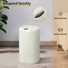 8 Gallon Stainless Steel Sensor Trash Can, Automatic Motion Sensor Kitchen Bathroom Garbage Bin, Touchless Infrared Technology Smudge-Proof Beige Finish - Rice White - View 8