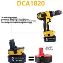 1 paquete/2 paquetes Adaptador DCA1820 compatible con adaptador de 18V a 20V, compatible con batería de 20V máx. para reemplazar batería de 18V XRP NiCad NiMh DC9096 - 1 PAQUETE - Ver 6