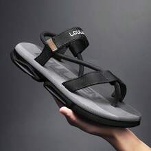 Sandalias para Hombre con Suela Suave, Sandalias Versátiles para Exteriores, Sandalias Casuales Transpirables para Playa - Negro - Ver 2