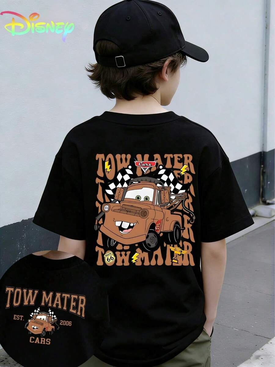 Disney Pixar Cars Tow Mater Unisex Kids T-Shirt | 2-14 Years | Soft Breathable Graphic Tee | All-Season Casual Wear | Express Delivery - Black - View 1