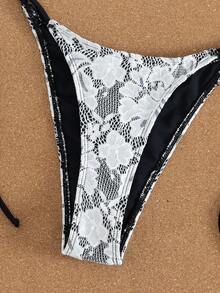 Onefish Women Black White Lace Floral Bikini Set Triangle Halter Sliding Cup Bikini Top Adjustable Tie Side Bottom Low Rise High Cut Minimal Coverage Sexy Summer Beach Vacation - White - View 6