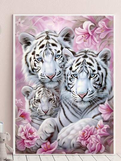 Kit de pintura de diamantes de 30x40cm con diamantes redondos 5D, arte de pared con patrón de animales para sala de estar y dormitorio, juego de manualidades completo para principiantes