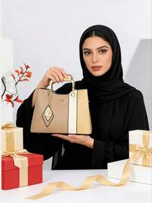 1 chiếc túi xách nữ phối màu tương phản mới, đa năng, thanh lịch, phù hợp cho mẹ bỉm sữa, đeo vai, đeo chéo, thích hợp cho hàng ngày, hẹn hò, làm quà tặng. - Nhiều màu - Xem 9