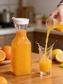 1pc Plastic Juice Pitcher With Lid, Suitable For Mimosa Cocktail Bar, Covered Beverage Pitcher, Water Bottle, Milk Container, Transparent Drink Container (Refrigerator ), Food Storage, Square Water Pitcher, Bar & Restaurant Supplies - Clear - View 7