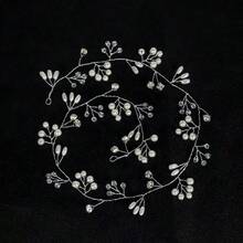 1pc 50cm/19.68in Silver Handmade Braided Pearl & Crystal Headband, Suitable For Wedding Dress, Bridesmaid, Prom, Graduation - White - View 10