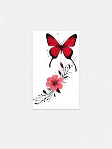 One Valentine's Day Temporary Temporary Tattoo Sticker, Waterproof And Sweatproof, Featuring Colorful Butterflies, Flowers, And Plants. Suitable For Birthdays, Weddings, And Party Decorations, Lasting 3-5 Days. - Multicolor - View 4