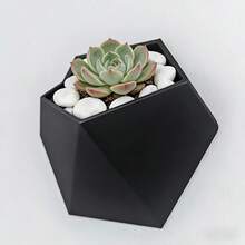 1 pezzo Vaso da parete esagonale nero, design unico minimalista, facile installazione con fori, adatto per decorazione a parete e posizionamento di piante, uso interno ed esterno, decorazione minimalista moderna, archiviazione per ufficio e casa, vaso pensile interno/esterno per soggiorno e studio - B - Visualizzare 4