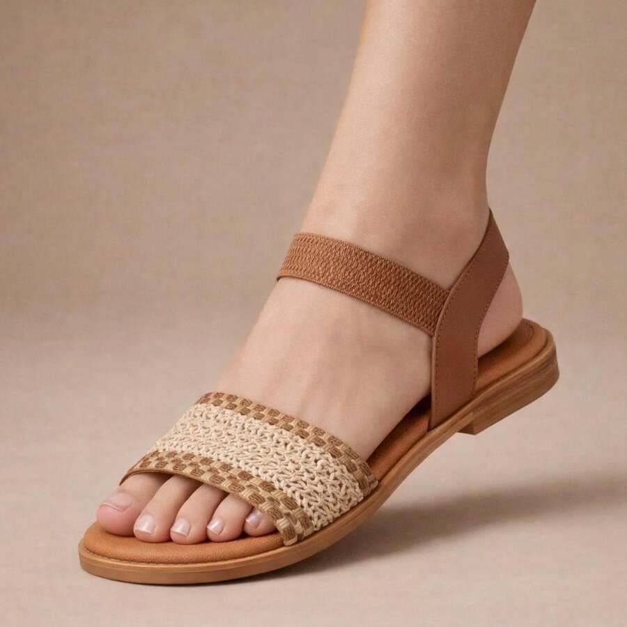 ALLEAN Flat Sandal With Elastic - 焦糖三色 - 查看 1