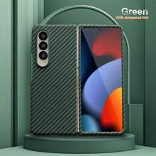 1pc Carbon Fiber Texture Magnetic Phone Case With Tempered Glass Film, Unisex Anti-Drop Fashionable High-End Versatile Phone Case, Suitable For Samsung Galaxy ZFold3 ZFold4 ZFold5 ZFold6 ZFold7 - Coarse Texture - Multi-color - View 24