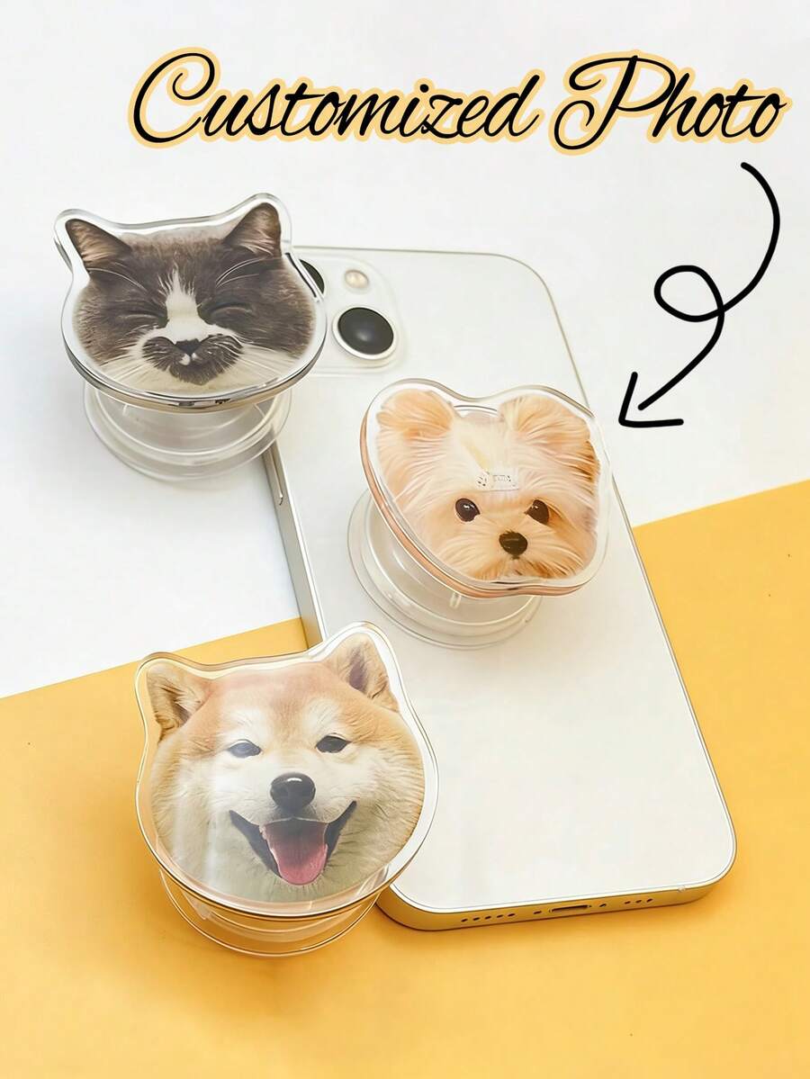 Custom Acrylic Photo Phone Stand | Personalized DIY Acrylic Photo Custom Foldable Phone Stand | Supports Customization With Various Images, Including Portraits, Celebrities, Cute Pets, Etc. | Suitable For All Smartphones | Foldable Phone Stand - Multicolor - View 1