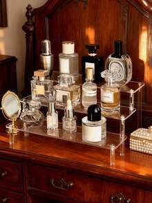 Estantería de exhibición de acrílico transparente de varias capas, estantería de almacenamiento de acrílico multifuncional para escritorio, adecuada para exhibir pequeñas estatuas, cajas ciegas, perfumes, cosméticos, accesorios, etc. - transparente - Ver 6