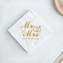 20/50/100张 Mr&Mrs 创意一次性派对餐巾纸，金色庆典派对餐巾纸，派对餐桌装饰，适用于求婚、婚礼、派对等场合 - 查看 5
