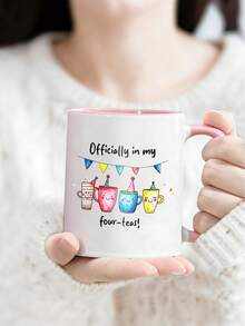 1 Pc 11 Oz Officially In My Four Teas Funny 40th Birthday Mug. Cute Cup For Hot & Cold Tea, Coffee, Breakfast Milk. Ideal Gift For Dad Or Mom. Funny Drinkware For Office Coworker, Home Decor, Birthday, Christmas And More. - Multicolor - View 8