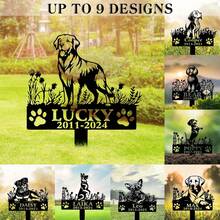 1pc Customized Dog Memorial Stake, Personalized Dog Name Metal Tag, Dog Grave Marker, Pet Memorial Gift, Pet Remembrance Gift, Garden Decor - Multicolor - View 1