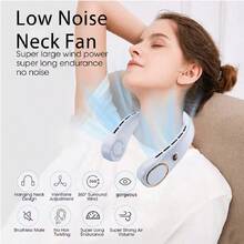 Neck Fan, Neck Personal Fan, Adjustable, 360 ° Cooling, Ultra Quiet, Bladeless Fan Design, No Hair Distortion, Uniform Air Flow On Both Sides, Anti Slip, Short Charging Time, Long Use Time, A Good Partner For Office Travel - Blue - View 3