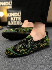 Men's Loafers New Casual Shoes Versatile Moccasins Slip-On Fisherman Shoes Slouchy Shoes Youth Shoes Canvas Flat Boat Shoes Men's Shoes Black Formal Shoes Casual Cloth Shoes Leather Shoes (Run Small And Narrow, Please Order 2 Sizes Up) - Green - View 3