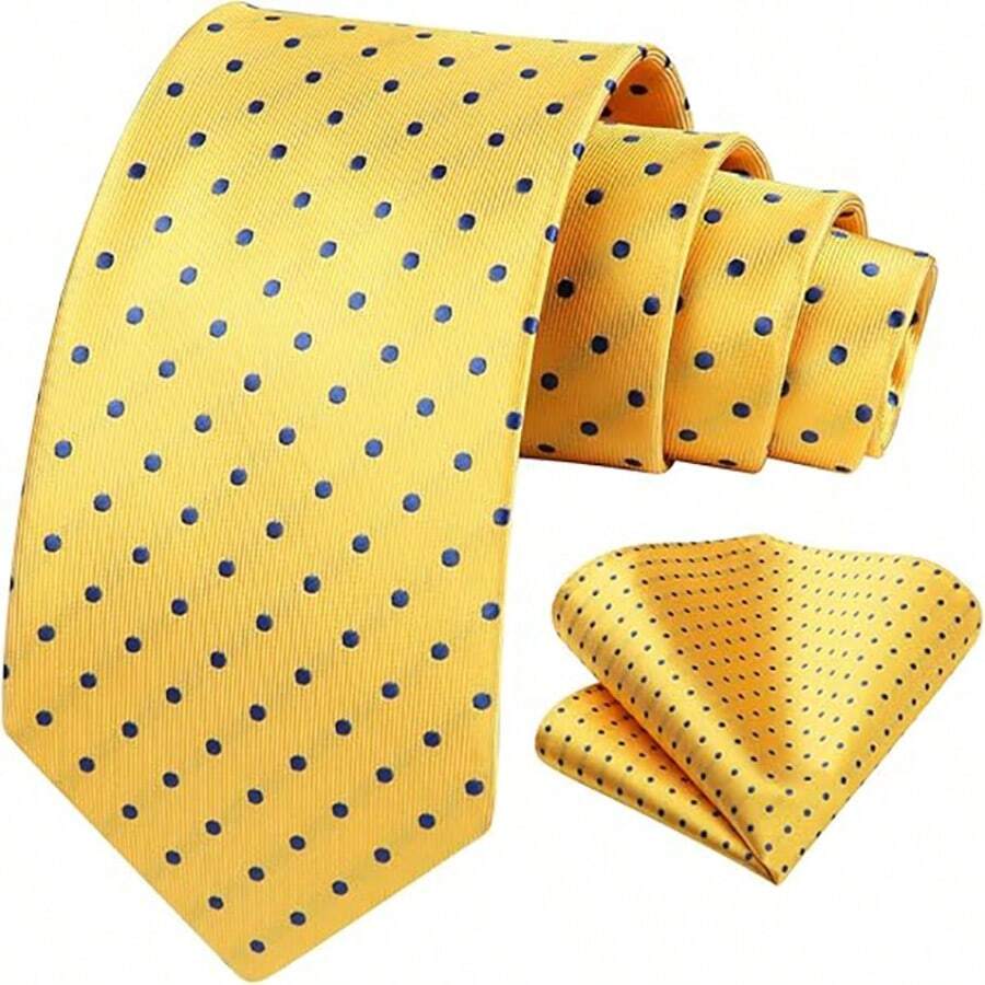 Men's Tie Set, Classic Fashion Business Party Tie Gift Box - Yellow - View 1