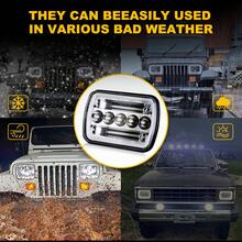 Pair 7x6" 5X7" Inch Car LED Headlights Set, 4000LM HighBeam +3000LM Low Beam DRL & Amber Turn Signal, IP67 Waterproof, DOT SAE Certified, Plug-And-Play For Je Ep WGler, Chevy, Fo Rd, Truck, SUV, RV, Off-Road Vehicles, Deep Reflector For Long-Distance Lighting, Perfect For Je Ep, Truck, SUV & Off-Road Use - 2PK - View 5