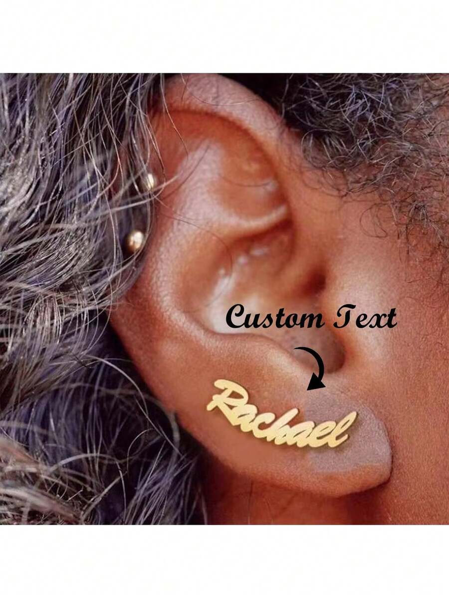 Customized Name Earrings, Cute Everyday Stud Earrings, Stainless Steel Personalized Name Jewelry, Birthday Party Gifts, Valentine's Day Gifts. - Multicolor - View 1