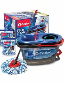 Spin Mop & Bucket System | Clean With Water | Removes 99% Of Bacteria - Rinseclean旋轉拖把和水桶 + 2個額外替換裝 - 查看 1