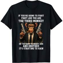 Fight Like The Third Monkey Noah Ark Rain Funny T-Shirt Uni T-Shirt - Black - View 1