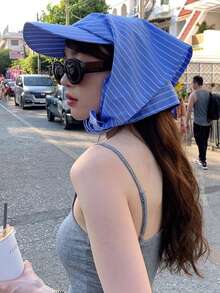 1 Piece Spring/Summer Striped Tie Baseball Cap Street Chic Headscarf Hat Sun Hat - Multicolor - View 6
