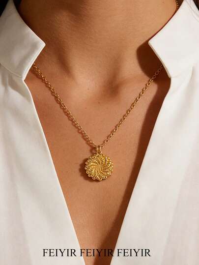 时尚串珠花朵女士项链，18K镀金防水吊坠颈链，适合海滩度假、婚礼派对等场合佩戴，也是送给妈妈和闺蜜的礼物。