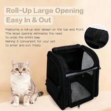 TONSSIDA Expandable Pet Backpack With Breathable Mesh, Foldable Cat Dog Carrier With Extra Large Space, Travel Pet Backpack For Small To Medium Pets - Black - View 8
