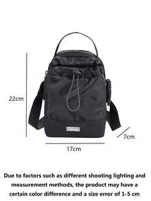 1pc Nylon Drawstring Bucket Bag, Shoulder Crossbody Handbag, Large Capacity Casual Unisex Bag, Korean Style - Multicolor - View 9