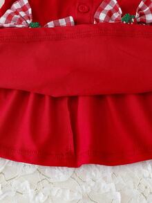Baby Girl Casual Cute Strawberry Decor Bow Tie Dress - Red - View 6
