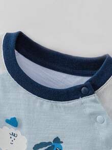Áo thun trẻ em 100% cotton và linen pha, mềm mại, thoáng khí, nhẹ, thích hợp mặc mùa hè, mẫu mới năm 2026. - xanh và trắng - Xem 6