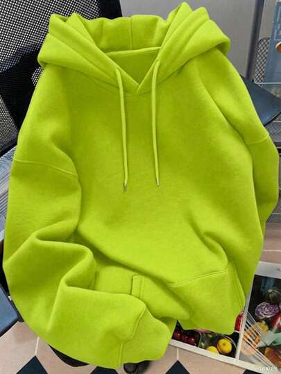 Sudadera unisex casual con bolsillo tipo canguro, capucha y cordón ajustable, estilo holgado, cuello redondo, manga larga, ideal para otoño e invierno, perfecta para uso diario