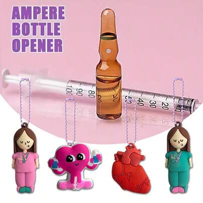 1 pieza Abridor de ampollas portátil con llavero, compacto y conveniente, adecuado para ampollas, botellas pequeñas, medicamentos, muestras, excelente para viajes, campamentos, uso médico en el hogar, herramienta ideal para médicos, enfermeras, hospitales