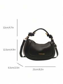 Neue Mode Lässig Verstellbarer Schulterriemen PU Leder Shopper, Unterarmtasche mit geprägter Goldfolie für Frauen - Schwarz - Übersicht 4